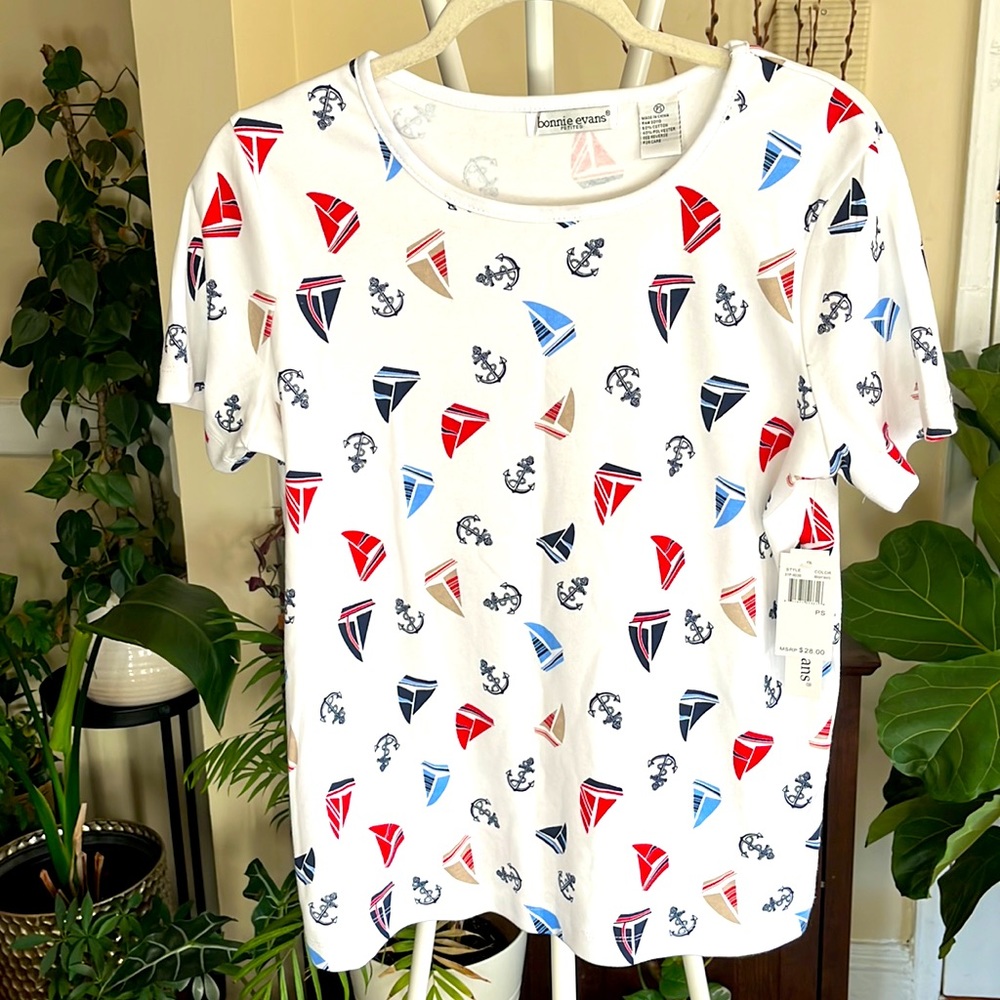 ❤️Bonnie Evans Sailing Petite Short Sleeve Tees- PS- NWT-White